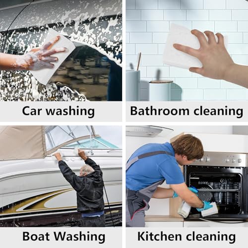 Cleaning and Washing Sponge, 3 Pack Large Extra Thick Heavy Duty Sponge Multi-Purpose for Kitchen Bathroom Bike Boat Car, Natural Cellulose Sponges 4" X 6" X 2" (White) - color: A-white