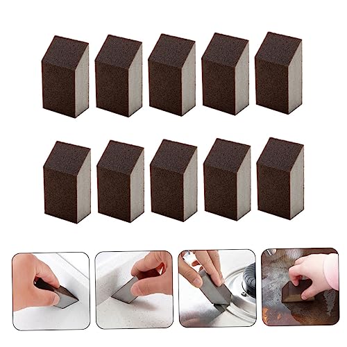 10pcs Emery Sponge Wet Dry Sandpaper Kitchen Tool Carborundum Sponge Buffing Diamond Polishing Pads Pan Washing Pot s Kitchen Brush Brown