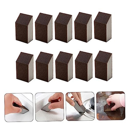 10pcs Emery Sponge Wet Dry Sandpaper Kitchen Tool Carborundum Sponge Buffing Diamond Polishing Pads Pan Washing Pot s Kitchen Brush Brown