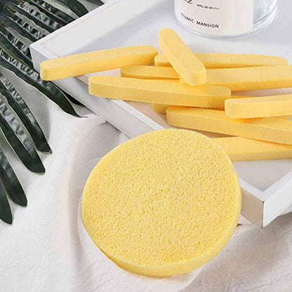 Facial Sponge Compressed,60 Pcs PVA Professional Makeup Removal Wash Round Face Sponges Spa Pads Exfoliating Cleansing for Women,Yellow - color: Yellow