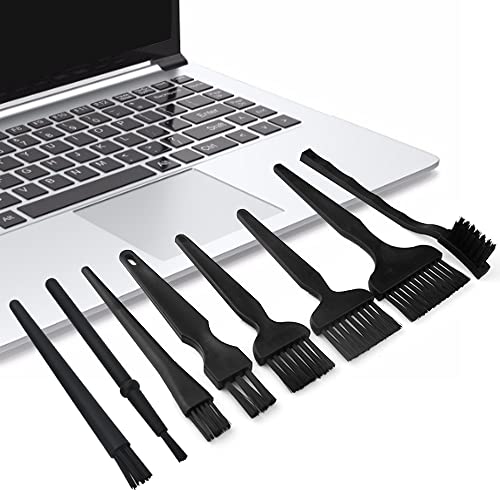 10 in 1 Portable Plastic Handle Nylon Anti Static Brushes Keyboard Cleaning Brush Kit for Cleaning Computer Keyboard Car Lab (Black)