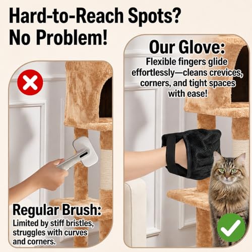 2 PCS PAWZZ Pet Hair Removal Glove for Dogs & Cats, Great for Deshedding & Removing Fur from Couch, Carpet, Car Seats & Clothing, with Bonus Lint Roller