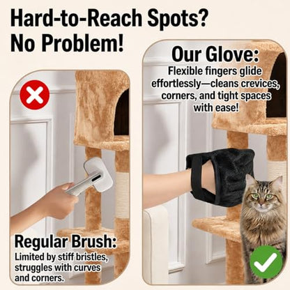 2 PCS PAWZZ Pet Hair Removal Glove for Dogs & Cats, Great for Deshedding & Removing Fur from Couch, Carpet, Car Seats & Clothing, with Bonus Lint Roller