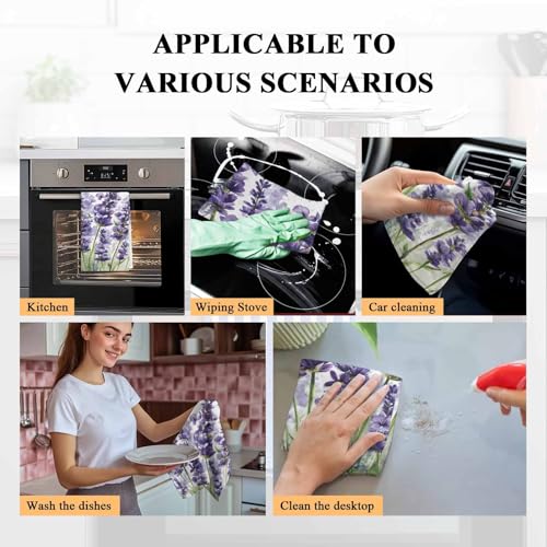 Lavender Dragonfly Flower Kitchen Dish Towels Set of 3, Soft Lightweight Microfiber Absorbent Hand Towel Purple Plant Tea Towel for Kitchen Bathroom 18x28in - size: 3PCS-18x28in(45x75cm)