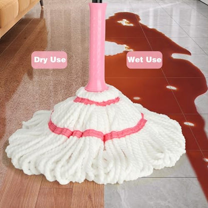 Self-Wringing Twist Mop for Floor Cleaning, 57” Long Handle Heavy Duty Microfiber Mop for Wet Mopping on Tile, Hardwood, Kitchen, Bathroom, Patio, Garage, Commercial Household Clean (Pink) - size: Complete Mop