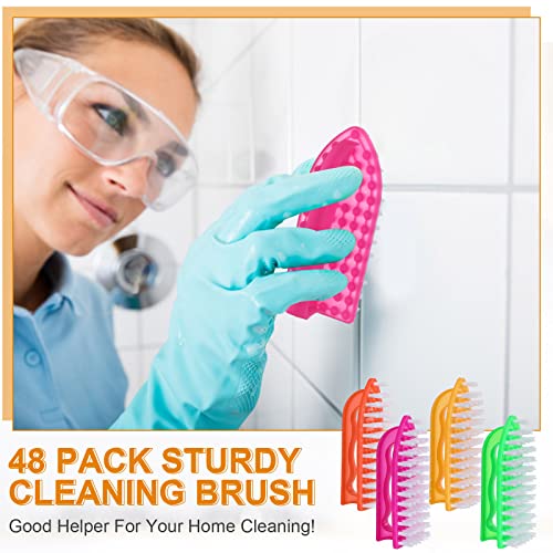 Eaasty 48 Pack Cleaning Brush Scrub Brush with Comfortable Grip Stiff Bristles Dish Scrub Brush Kitchen Scrub Brush Household Carpet Brush for Bathroom, Shower, Sink, Floor, Bathtub, Tile, 4 Colors