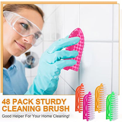 Eaasty 48 Pack Cleaning Brush Scrub Brush with Comfortable Grip Stiff Bristles Dish Scrub Brush Kitchen Scrub Brush Household Carpet Brush for Bathroom, Shower, Sink, Floor, Bathtub, Tile, 4 Colors