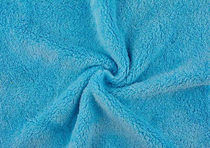 Ultra Soft Edgeless Microfiber Cleaning Towel Pack of 12, All-Purpose Multipurpose Plush 12' x 12' Cleaning Towels, Super Absorbent (Blue) - color: Blue