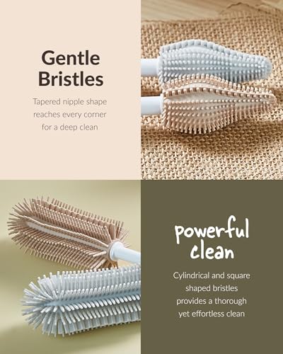 Moyuum Silicone Baby Bottle and Nipple Brush Set | Made in Korea, 360 Degree Rotating Handle, Soft Bristles, Hanging Hole for Quick Drying and Storage, Dishwasher Safe (Mint) - color: Mint