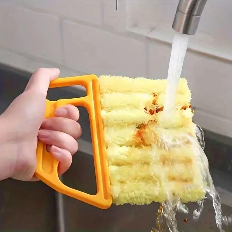 Blinds Cleaner Tool, Washable & Removable Window Air Conditioner Duster, Household Kitchen Cleaning Supplies, Mini Handheld Brush for Wood Blinds, Air Conditioner Vents, Fans Vents, Yellow