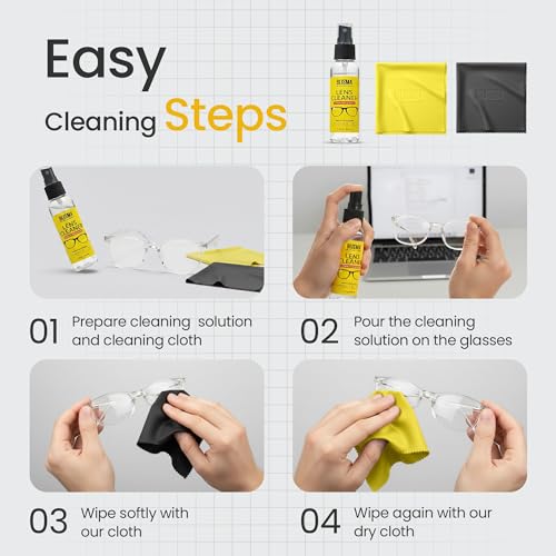 Crystal Clear Eyeglass Lens Cleaner Spray Kit | 2 × 60 ml + 2 Microfiber Cloths | See Crystal Clear | Glasses, Sunglasses & Optical Lenses | Pack of 6