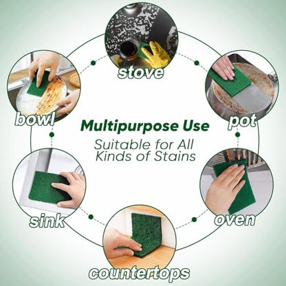 Heavy Duty Scouring Pad 10PCS, for Kitchen Bathroom Household Cleaning Dish Scrubber Scrub Sponges, for Oven Barbecue Grill Bathtub - size: 10Pack