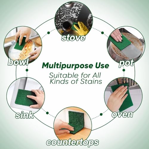 Heavy Duty Scouring Pad 5PCS, for Kitchen Bathroom Household Cleaning Dish Scrubber Scrub Sponges, for Oven Barbecue Grill Bathtub - size: 5Pack