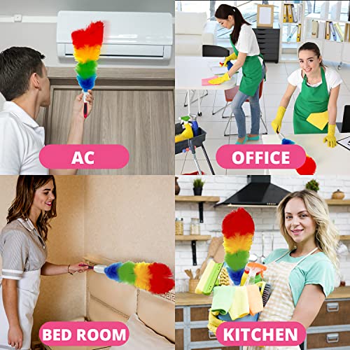 WBM Duster, Long Electrostatic Feather Clean Like a Magnet, Hand Washable and Reusable with Microfiber