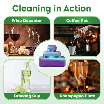 Magnetic Glass Cleaner Kit - Reusable Pipe Cleaning Tool Deep Cleans Hard-to-Reach Stains Two Silicone Brush with Handle Design Versatile for Glassware, Ceramic Surfaces, Purple - color: Purple