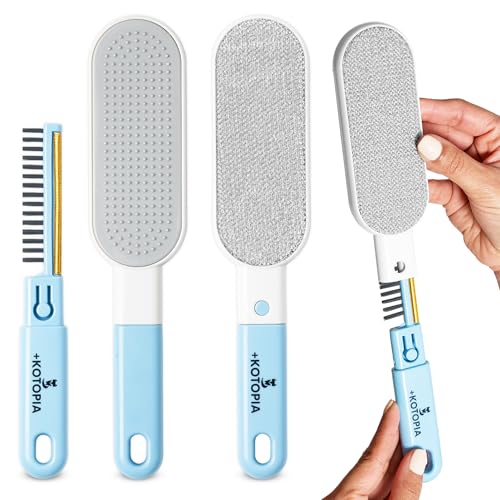 4-in-1 Pet Hair and Lint Remover Brush – Reusable Fabric and Clothing Cleaner for Pet Hair, Lint and Fur – Handheld Multi-Surface Tool for Clothes, Upholstery, Sofa and Travel Use (Sky Blue) - color: Sky Blue