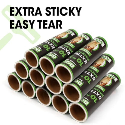 10 Inch Lint Roller Refills, 12 Rolls 600 Sheets Large Lint Rollers for Pet Hair Extra Sticky, Easily Remove Carpets, Clothes, Couch and Curtains Dust (Not Include Lint Roller Handle) - color: 12 Rolls 600 Sheets