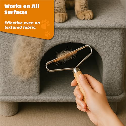 Pet Hair Remover - Multi Fabric Edge Carpet Rake Scraper with Rust-Resistant Copper Blade - Cat and Dog Hair Remover for Couch, Rugs, Car & Furniture (1)