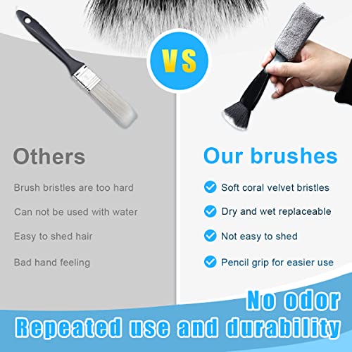 Ziciner 1 PC Double Head Brush for Car Clean, Soft Auto Interior Duster Detailing Brushes, Universal Vehicle Dashboard Screen, Air Vents, Computer etc Cleaning Tool Accessories (Black) - color: Black, 1 PC