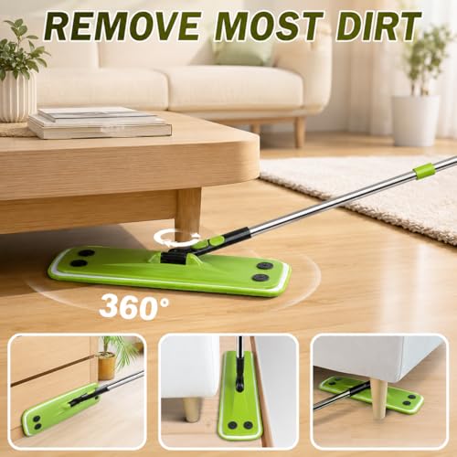 Flat Mops for Floor Cleaning with Long Handle, Small Dry Mops, Home Floor Cleaning Mop Tool for Wood/Tile/Laminate/Marble-49 Inch - size: 49-inch handle
