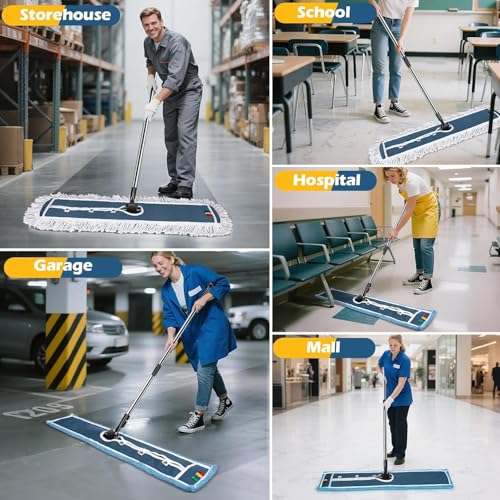 MASTERTOP 93cm Microfibre Mop Heads Replacement for Industrial Mop, Cleaning Heads for Hardwood, Tile, Laminate, Garage, School, Mall, Suit for B0CQ7MQJ65 B0DPM7JNBL B0FBF93RXT - color: Blue(microfiber Mop Pads）
