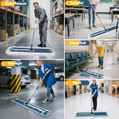 MASTERTOP 93cm Microfibre Mop Heads Replacement for Industrial Mop, Cleaning Heads for Hardwood, Tile, Laminate, Garage, School, Mall, Suit for B0CQ7MQJ65 B0DPM7JNBL B0FBF93RXT - color: Blue(microfiber Mop Pads）