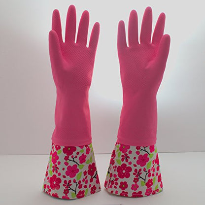 Reusable Waterproof Household Latex Cleaning Gloves, Long Cuff, Kitchen Gloves. 16 inches Long - Pack of 3 (Medium)