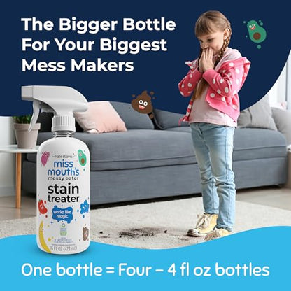 Miss Mouth's Messy Eater Stain Treater Spray - 16oz Stain Remover - Newborn & Baby Essentials - No Dry Cleaning Food, Grease, Coffee Off Laundry, Underwear, Fabric - style: 1 Pack (16oz)