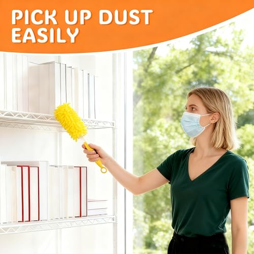 Reusable Duster Refill Compatible with Swiffer Hand Duster, 360 Duster Refills Only, Washable Pet Heavy Duty Dusters Refills for Swiffer Duster Extended Handle, 6 Pack (Handle is Not Included) - color: 6 Pack (Yellow)
