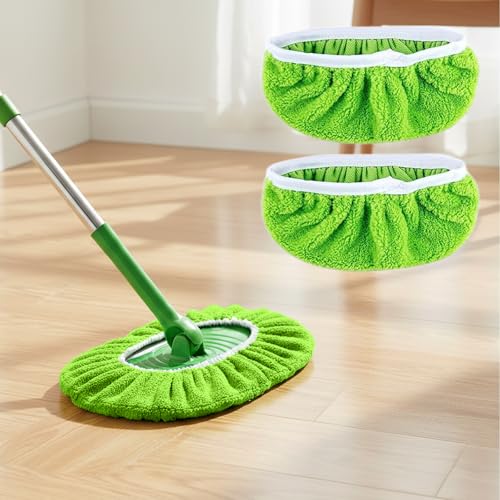 2 Pack Reusable Microfiber Mop Pads - Dry Sweeping Cloths & Wet Mopping Cloths - Washable Wet Pads Refill for Mopping Floors (Mop is not Included), Green - color: Green 2-pack