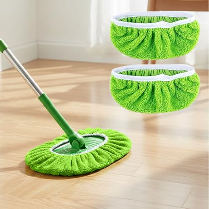2 Pack Reusable Microfiber Mop Pads - Dry Sweeping Cloths & Wet Mopping Cloths - Washable Wet Pads Refill for Mopping Floors (Mop is not Included), Green - color: Green 2-pack