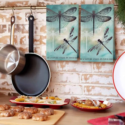 Turquoise Dragonfly Kitchen Towels Set, Ultra Absorbent Dish Towels Quick Drying Microfiber Hand Towel Decorative Large Country Gradient Black Animals Tea Towel Dishcloths for Kitchen Cleaning 18"x28" - size: 1 Pack