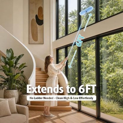 6 ft Extendable Duster Handle with 20 Refills, Compatible with Swiffer, Disposable Microfiber Dusting Pads for Home Cleaning, Ceiling, Fan, Window, Hard-to-Reach Areas - color: 20 Count+ 1 Extended Handle