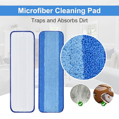 8 Pack Microfiber Cleaning Pad for Bona Mop Hardwood & Hard Surface Floors Dry and Wet Floor Cleaning - Includes 4 Microfiber Cleaning Pad, 2 Deep Clean Pads and 2 Dusting Pad - Dual Zone Cleaning - color: 4+2+2blue&grey