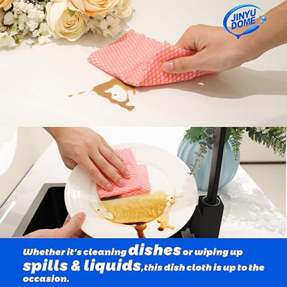 Disposable Kitchen Cleaning Cloths Dish Towels Dish Cloth Reusable Cloths for Kitchen, Bathroom, Household Cleaning (Red 100 Pack) - color: Red 100 Pack