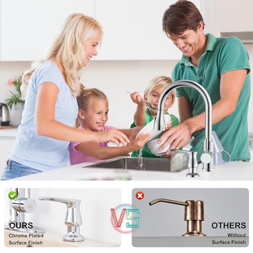 GAGALIFE Kitchen Sink Soap Dispenser Chrome, Under Sink Soap Dispenser with 40" Silicone Extension Tube, Say Goodbye to Frequent Refills - color: Chrome, size: with Hose
