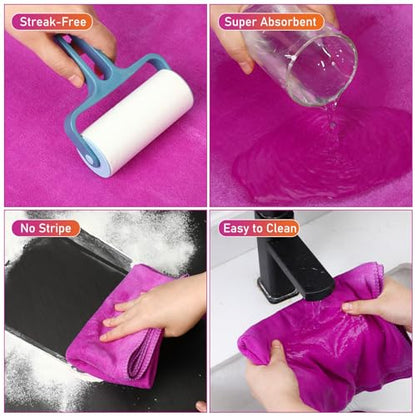 Newwiee 3 Pcs Extra Large Microfiber Cleaning Cloth 30" x 20" Washable Reusable Microfiber Towel Streak Free Lint Free Cloth for Cleaning Home Glass Office Window Bathrooms (Purple) - color: Purple