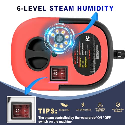 Portable High-Pressure Handheld Steam Cleaner, 14-Piece Accessories, 6 Steam Levels, 15s Heat-Up,chemical-free Cleaning Tile, Grout, Dirt, Grease & Car Detailing (black＆Red) - color: red