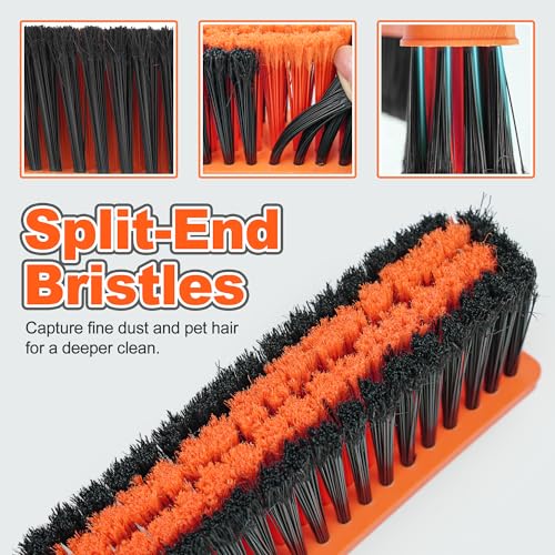 JEHONN Push Broom Outdoor Heavy Duty, 15.7 inches V-Shaped Stiff Bristle Commercial Industrial Brush with 61” Long Handle for Garage Warehouse Shop Garden Patio Driveway Yard Street Deck (Orange)