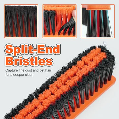 JEHONN Push Broom Outdoor Heavy Duty, 15.7 inches V-Shaped Stiff Bristle Commercial Industrial Brush with 61” Long Handle for Garage Warehouse Shop Garden Patio Driveway Yard Street Deck (Orange)