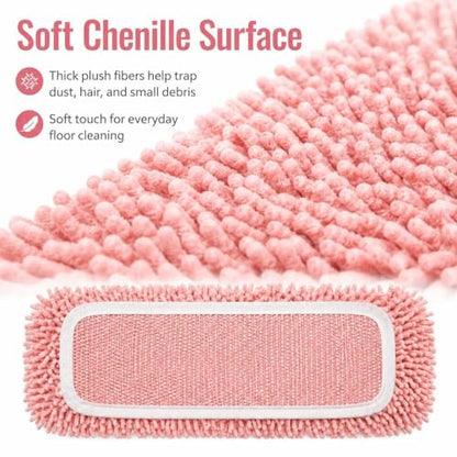 3 Pack Compatible with Swiffer Sweeper Mop, Reusable Machine Washable Flat Mop Replacement Pads, 9.84 x 4.33 Inch, Wet Dry Cleaning for Dust, Hair, and Sealed Hard Floors