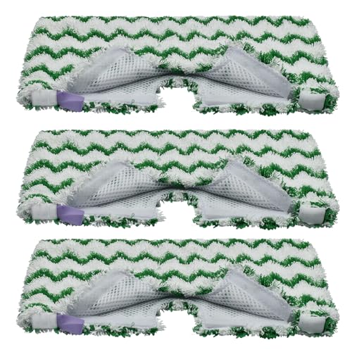 3 Pack Steam Pocket Mop Replacement Pads for Shark S3500 Series S3501 S3601 S3550 S3901 SE450 S2901 S2902 S3801,Reusable Steam Mop Pad with Deep Cleaning Scrub Strip,Microfiber Steam Mop Refills,Green - color: Green