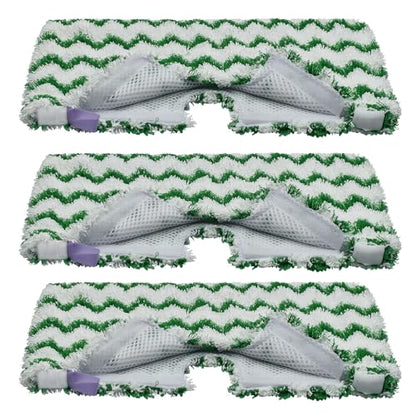 3 Pack Steam Pocket Mop Replacement Pads for Shark S3500 Series S3501 S3601 S3550 S3901 SE450 S2901 S2902 S3801,Reusable Steam Mop Pad with Deep Cleaning Scrub Strip,Microfiber Steam Mop Refills,Green - color: Green