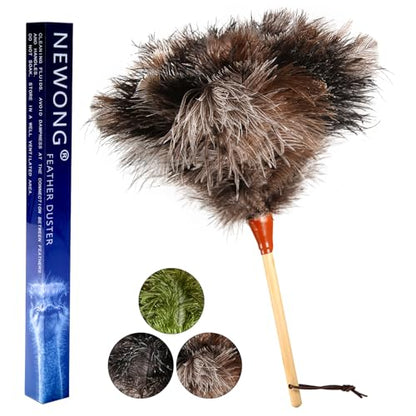 16inch Natural Good Ostrich Feather Duster with Bamboo Handle, Electrostatic Dust Remove for Ceiling，Fans，Bookshelves, Sofa, Windows, Fit for Home, Office and Cars - color: Gray