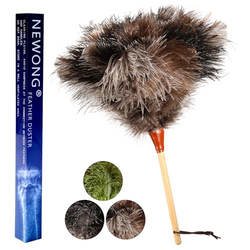 16inch Natural Good Ostrich Feather Duster with Bamboo Handle, Electrostatic Dust Remove for Ceiling，Fans，Bookshelves, Sofa, Windows, Fit for Home, Office and Cars - color: Gray