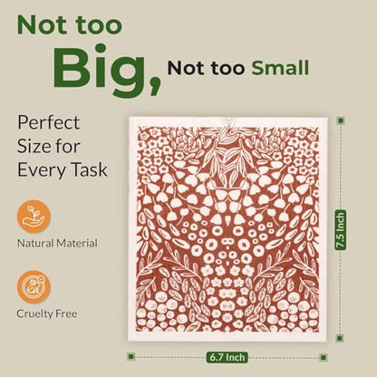 Swedish Dishcloths, 8-Pack Plant-Based Cellulose, 6.7x7.5 Inch, Super Absorbent, Rust, Green, Burgundy, Machine Washable - color: 8 Pk Rust, Green, Burgundy