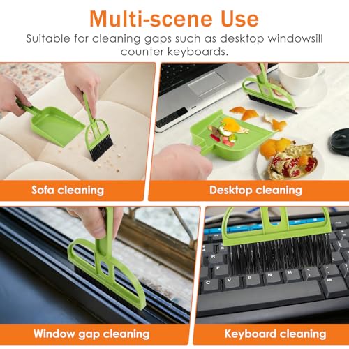SEWACC 12 Sets Mini Hand Broom and Dustpan Set Small Cleaning Brush and Shovel for Desk Keyboard Pet, Home Office Portable Desktop Cleaning Tools