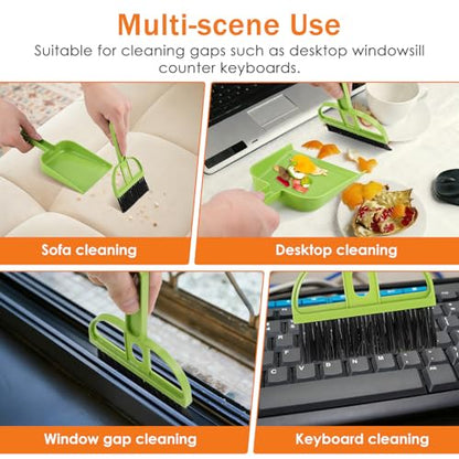 SEWACC 12 Sets Mini Hand Broom and Dustpan Set Small Cleaning Brush and Shovel for Desk Keyboard Pet, Home Office Portable Desktop Cleaning Tools