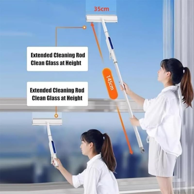 CHNLML Squeegee for Window Cleaning with Spray and 3 Pads, 2024 New Double-Sided Spray Expansion Window Cleaner, Dual Side Mist Detachable Assembly Glass Cleaning Mop for Indoor Outdoor High Window
