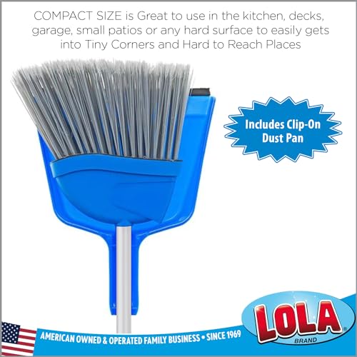 Angle Broom w/Dustpan, Indoor, 9.25" W Head, Smaller Style- Made w/Recycled Soda Bottles & Polished Aluminum Lightweight Handle, by LOLA, 1 Count - size: Aluminum Handle, style: Small Angle Broom w/ Dustpan